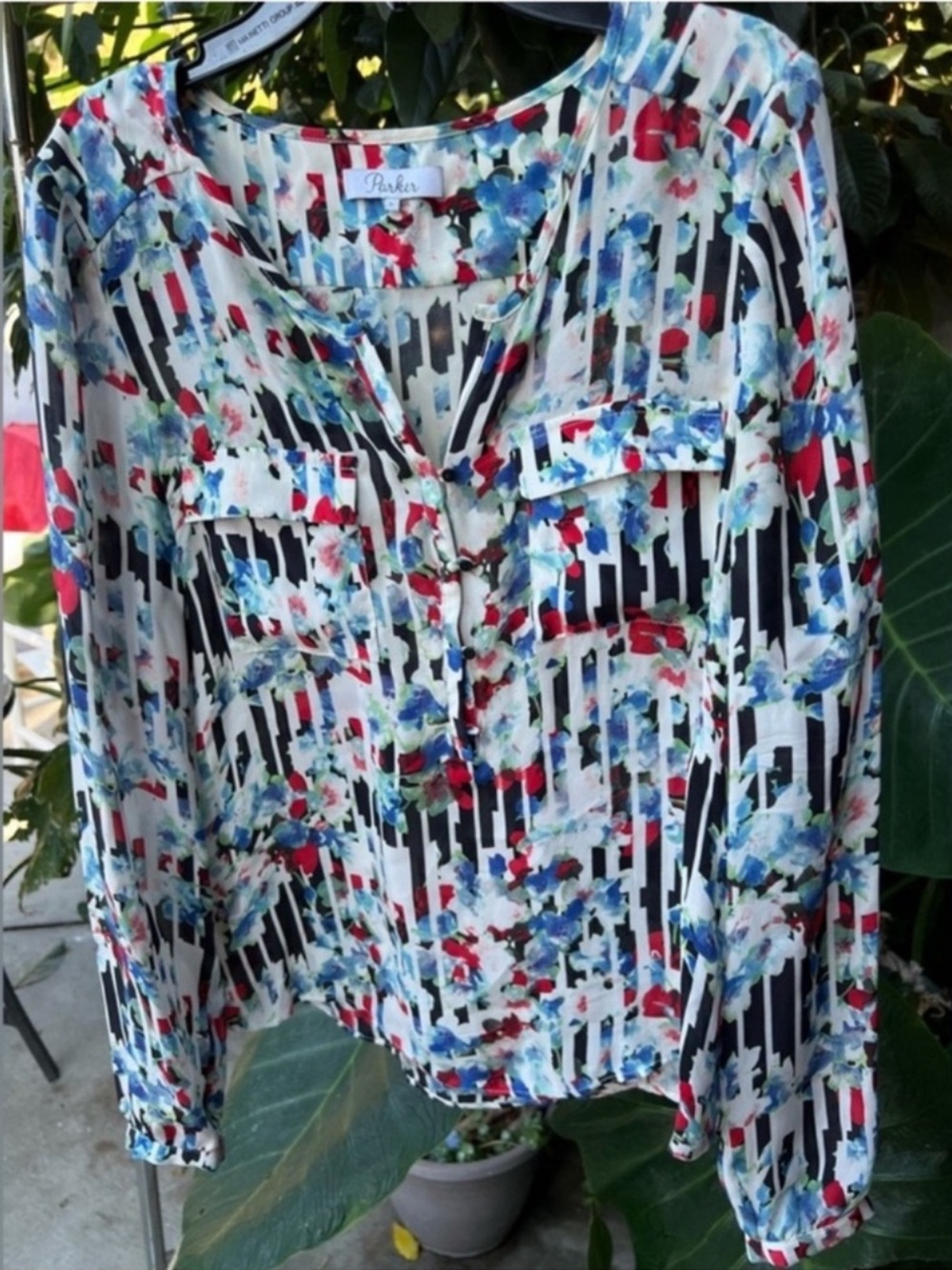 Parker 100% silk floral blouse